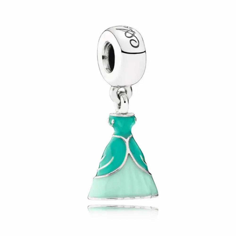 NWOT Disney The Little Mermaid Ariel Dress Dangle Charm W/ Green Enamel 925